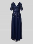 Adrianna Papell Abendkleid mit V-Ausschnitt und Pailletten in Dunkelbl...