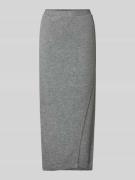 Oui Midirock aus Woll-Mix in Strick-Optik in Hellgrau Melange, Größe 3...