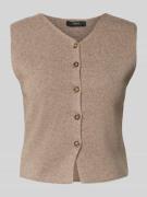 Oui Slim Fit Strickweste mit Woll-Anteil in Taupe, Größe 34