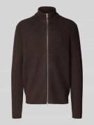 JAKE*S STUDIO MEN Regular Fit Strickjacke mit Woll-Anteil in Dunkelbra...