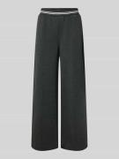 ICHI Wide Leg Stoffhose mit elastischem Bund Modell 'KATE' in Anthrazi...