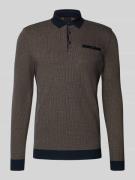bugatti Slim Fit Poloshirt mit Label-Detail in Cognac, Größe 3XL