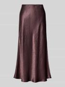 MM Midi-Rock aus Satin Modell 'ALESSIO' in Aubergine, Größe 38