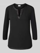 comma Blusenshirt mit V-Ausschnitt und 3/4-Arm in Black, Größe 34