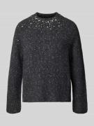 Marc Cain Strickpullover mit Ziersteinbesatz in Dunkelgrau, Größe 34