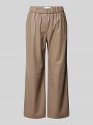 comma Bootcut Hose in Leder-Optik in Taupe, Größe 42