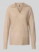 Pieces Regular Fit Strickpullover mit Wollanteil Modell 'MALOU' in Tau...