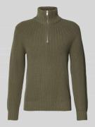 MCNEAL Strickpullover mit Troyer-Kragen in Oliv, Größe S