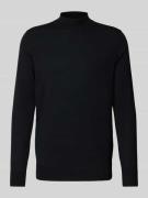 Profuomo Pullover aus Merinowolle mit Stehkragen in Black, Größe L