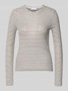 Rich & Royal Longsleeve mit geripptem Rundhalsausschnitt in Dunkelbrau...