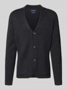 Christian Berg Men Strickjacke aus Woll-Mix mit Reverskragen in Anthra...