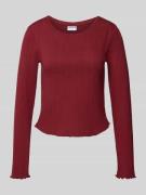 Jake*s Casual Pyjama-Oberteil mit Lochmuster in Bordeaux, Größe L