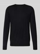 Profuomo Pullover aus Merinowolle mit Rundhalsausschnitt in Black, Grö...