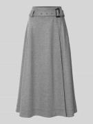 Windsor Midirock aus Schurwolle mit Gürtel in Dunkelgrau, Größe 40