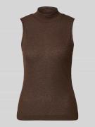 Rich & Royal Schimmerndes Top aus Viskose-Mix mit Stehkragen in Dunkel...