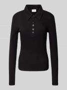 Gestuz Longsleeve mit Polokragen Modell 'drew' in Black, Größe L