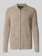 Christian Berg Men Cardigan mit Zweiwege-Reißverschluss in Taupe, Größ...