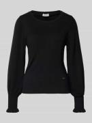 More & More Strickpullover mit Puffärmeln in Black, Größe 34