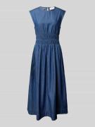 Neo Noir Midikleid mit Raffungen Modell 'Esmy Denim' in Blau, Größe 34