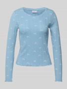 Jake*s Casual Pyjama-Oberteil mit Lochmuster in Hellblau, Größe L