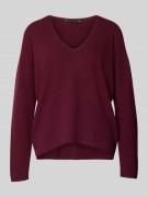 Oui Relaxed Fit Pullover aus Viskose-Mix in Strick-Optik in Bordeaux, ...