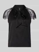 Marc Cain Slim Fit Blusenshirt aus Seide mit Spitze in Black, Größe 44