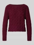 Oui Regular Fit Pullover in Strick-Optik in Bordeaux, Größe 34