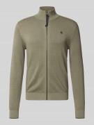 Lerros Strickjacke mit Stehkragen in Oliv, Größe L