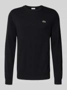 Lacoste Regular Fit Strickpullover aus Baumwoll-Mix in Black, Größe L