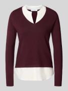 comma Strickpullover aus Viskose-Mix mit V-Ausschnitt in Bordeaux, Grö...