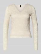 Vero Moda Slim Fit Langarmshirt in Spitzen-Optik Modell 'IBEN' in Ecru...