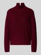 Windsor Strickpullover mit geripptem Stehkragen in Bordeaux, Größe 38