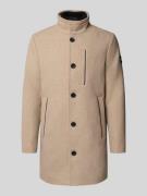 Tom Tailor Regular Fit Wollmantel mit Stehkragen in Beige, Größe L