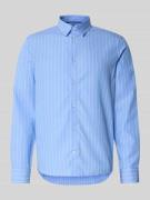 Jake*s Slim Fit Business-Hemd mit Knopfleiste in Bleu, Größe 43/44