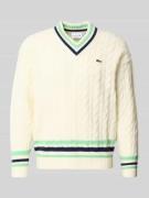 Lacoste Relaxed Fit Strickpullover aus Woll-Mix in Offwhite, Größe M