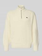 Lacoste Regular Fit Troyer aus reiner Wolle in Offwhite, Größe XXXL