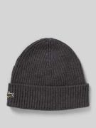 Lacoste Mütze aus reiner Wolle in Anthrazit, Größe 1