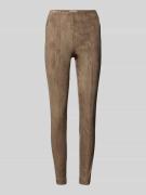 Only Slim Fit Leggings in Velours-Optik Modell 'ANGALI LIFE' in Taupe,...