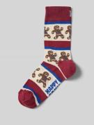 Happy Socks Socken im Allover-Look Modell 'Gingerbread Stripe' in Bord...