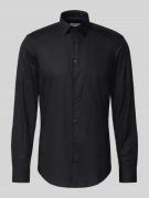 Jake*s Slim Fit Businesshemd mit Kentkragen in Black, Größe 37/38