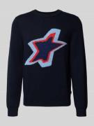 PAUL SMITH Strickpullover mit gerippten Abschlüssen in Marine, Größe L