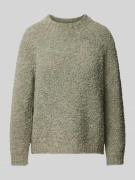 ZABAIONE Strickpullover mit gerippten Abschlüssen in Khaki, Größe M/L