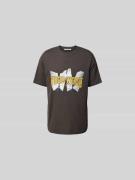 Wood Wood Regular Fit T-Shirt mit Label-Print in Anthrazit, Größe L