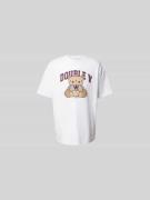 Wood Wood T-Shirt mit Label-Print in Weiss, Größe L