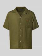Polo Ralph Lauren Custom Fit Leinenhemd mit Resortkragen in Oliv, Größ...