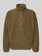REVIEW Fleecejacke mit Stehkragen und Label-Detail in Khaki, Größe S