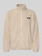 REVIEW Fleecejacke mit Stehkragen und Label-Detail in Beige, Größe M