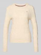 Tommy Hilfiger Regular Fit Strickpullover aus reiner Wolle in Ecru, Gr...