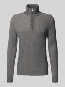 Marc O'Polo Regular Fit Troyer in Rippstrick-Struktur in Mittelgrau, G...