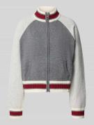 Guess Jeans Strickjacke mit Stehkragen Modell 'ZIPPED BACK INTARSI' in...